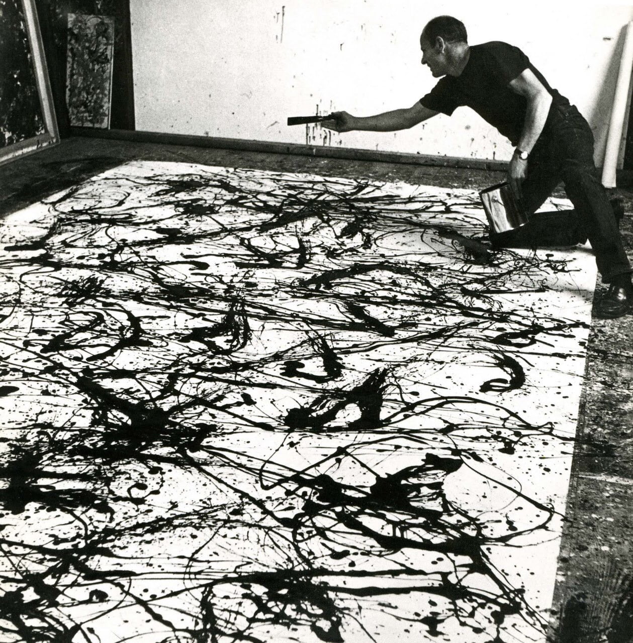 Jackson Pollock Painting In His Long Island Studio Photo By Hans Namuth