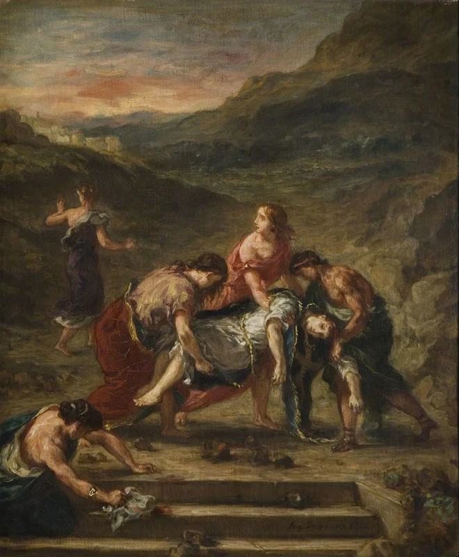Pigmentos rojos: variaciones minerales, síntesis modernas y permanencia en la historia pictórica 50 Pigmentos rojos 5
Eugène Delacroix,
St Stephen borne away by his Disciples