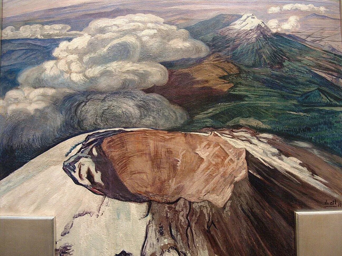 Dr. Atl: Entre volcanes y colores brillantes 62 Dr. Atl, Popocatepetl desde un avión, 1958