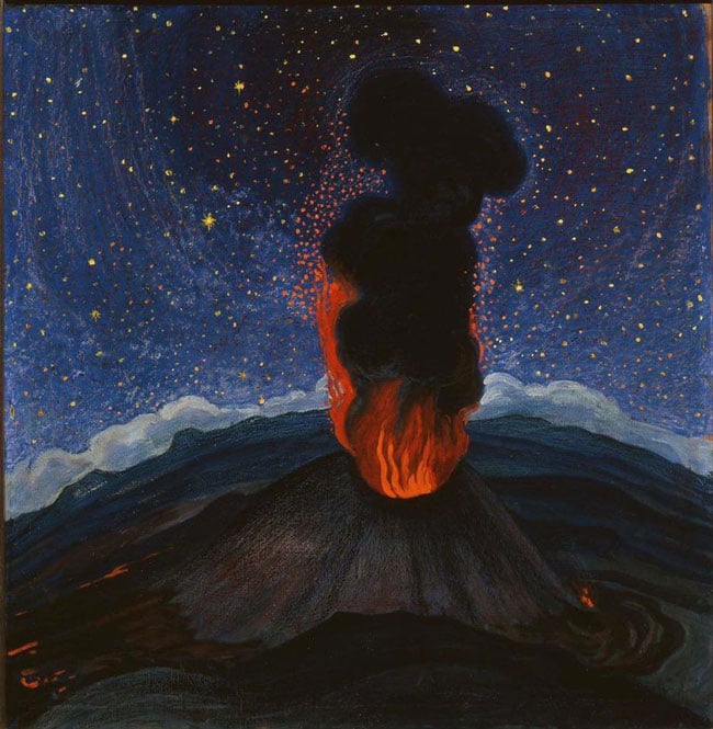 Dr. Atl: Entre volcanes y colores brillantes 61 Gerardo Murillo (Dr. Atl), Volcán en la noche estrellada, Atl color, 1950, MUNAL.