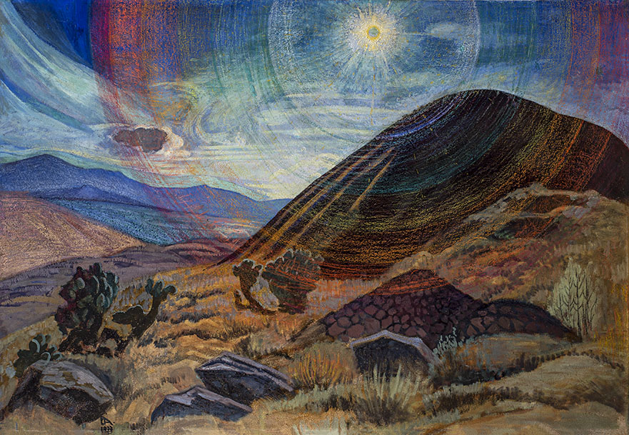 Dr. Atl: Entre volcanes y colores brillantes 53 Gerardo Murillo (Dr. Atl), El sol, 1932, Acuaresina, óleo y atlcolor sobre celotex. Colección Kaluz.