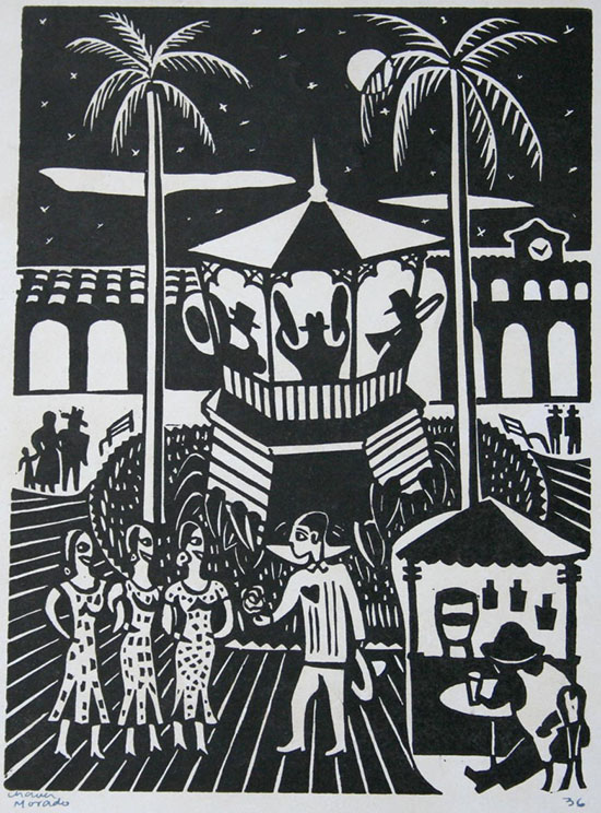 José Chávez Morado, Estampa del Golfo, 1936, Grabado, linóleo. Colección Blaisten